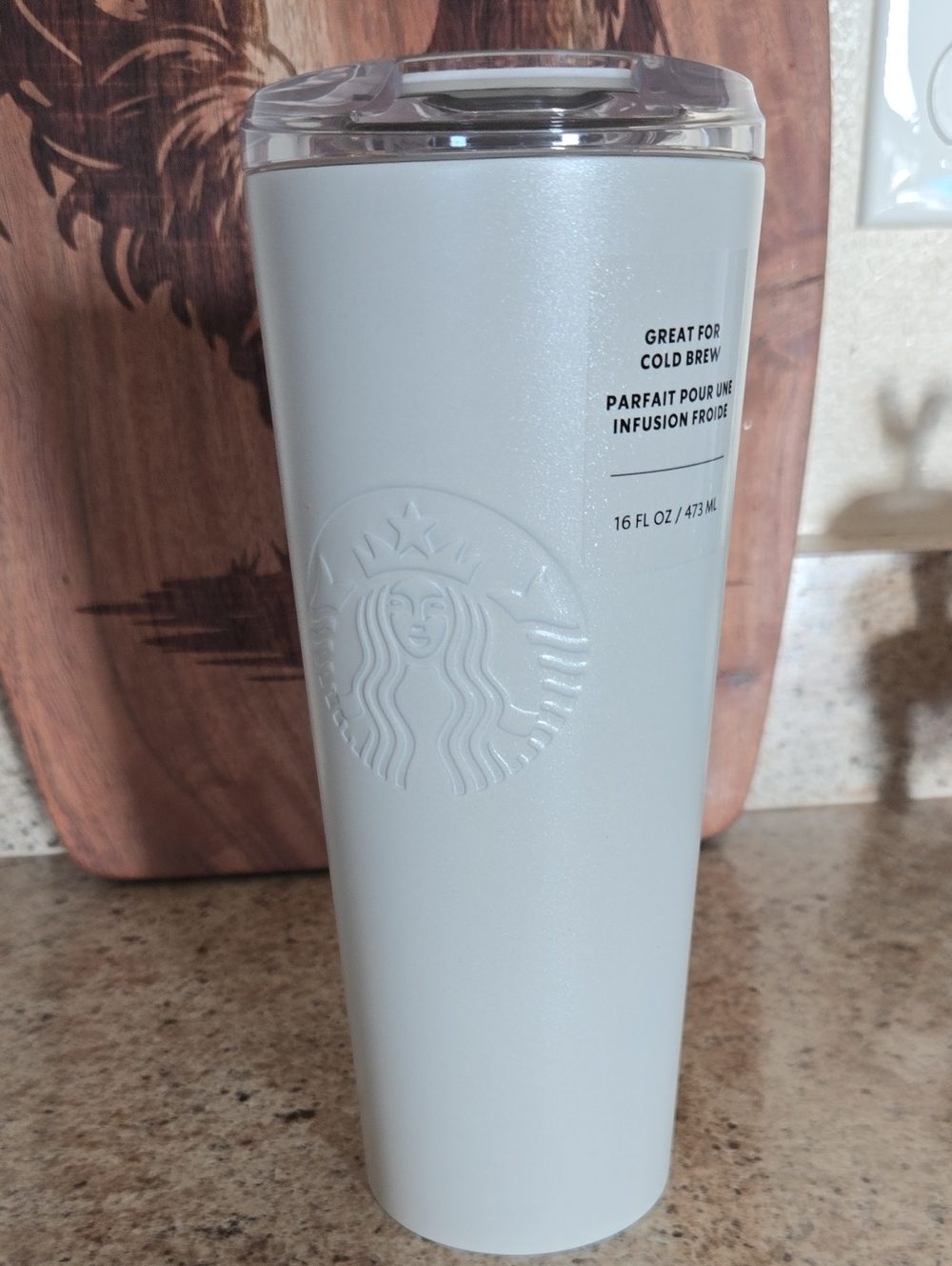 Starbucks Matte White Cold Brew Tumbler with Embossed Logo